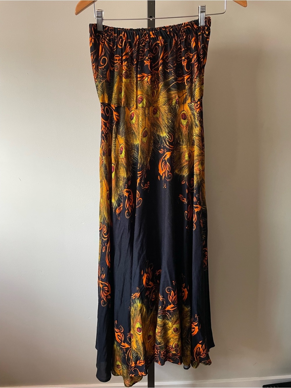 Vintage Thailand Peacock Feather Wide Leg Elephant Pant Boho Indie Sleeze 90s